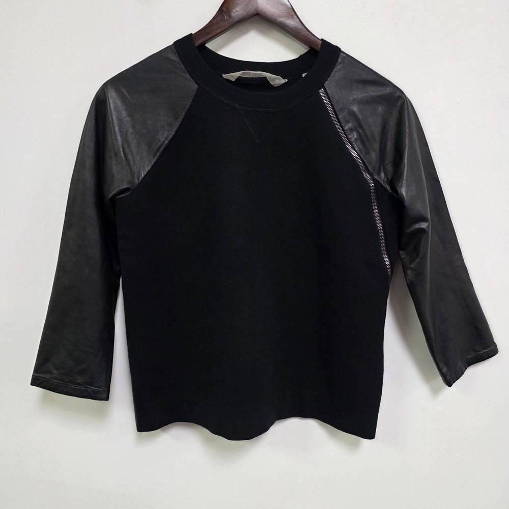 Reed Krakoff Womens Cashmere Blend Sweater Size XS Lambskin Sleeves Quiet Luxury